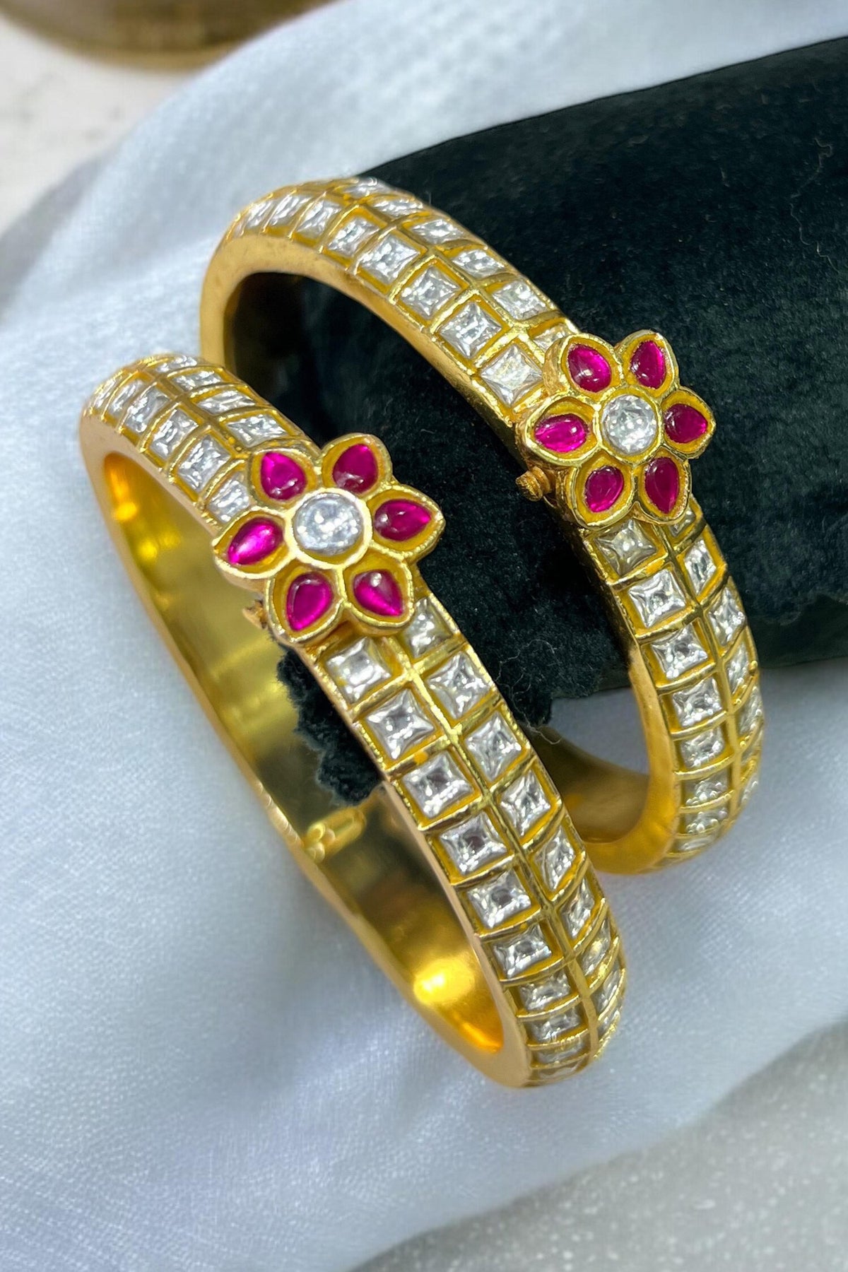 Floral Stone Studded Bangle 