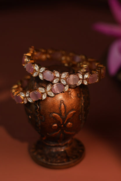 Floral Stone Embellished Kadas Set of 2 