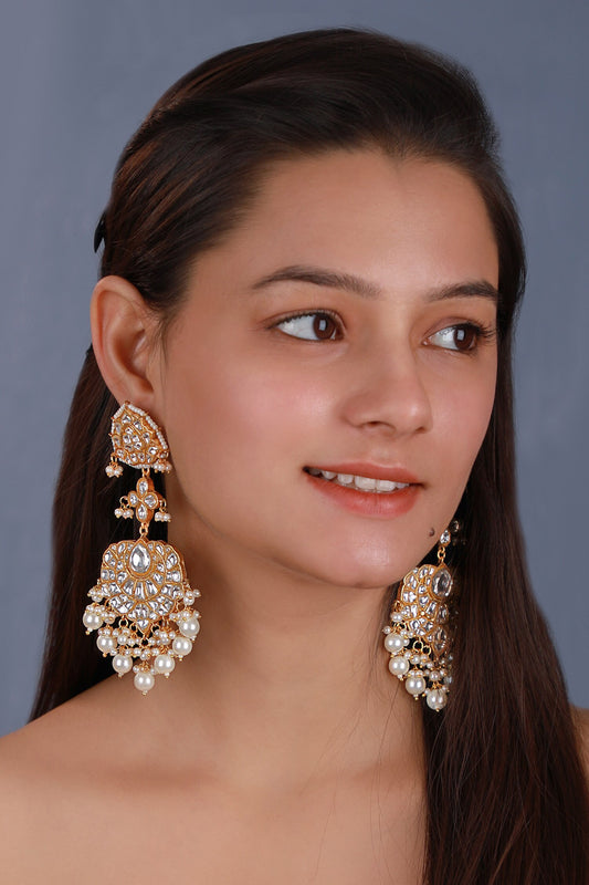Jadtar Stone & Pearl Danglers 