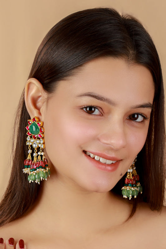 Multi Color Jadtar Stone Earrings 