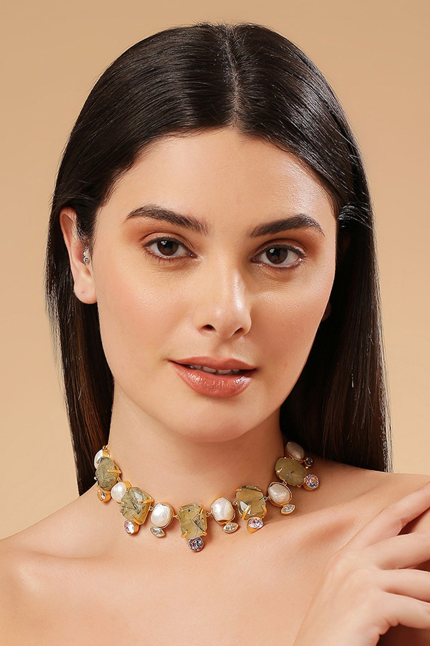 Stone Studded Brass Choker 