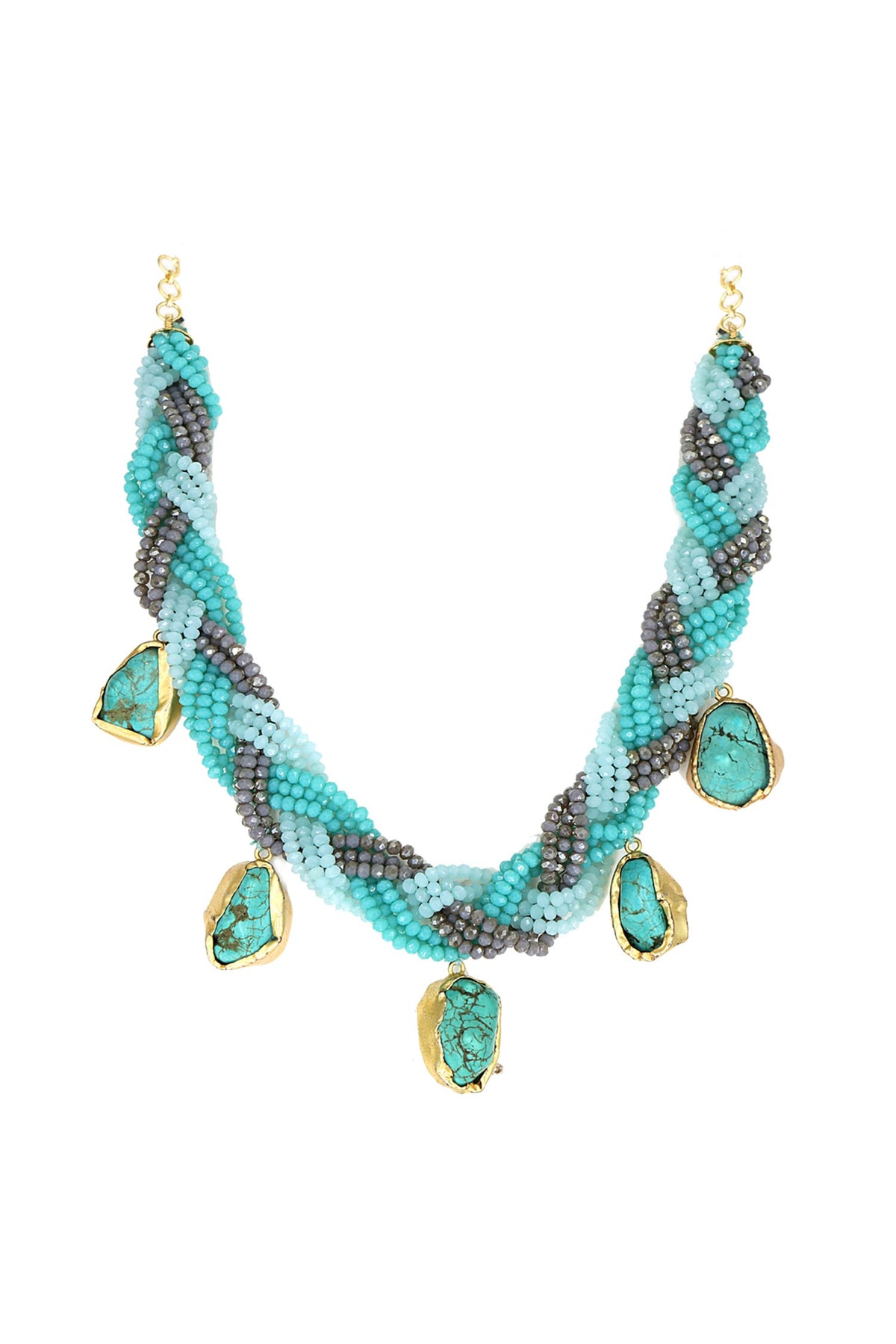 Blue Stone Bead Embellished Choker 