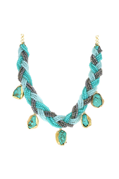 Blue Stone Bead Embellished Choker 