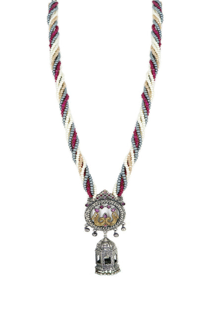 Two Toned Peacock Pendant Necklace 
