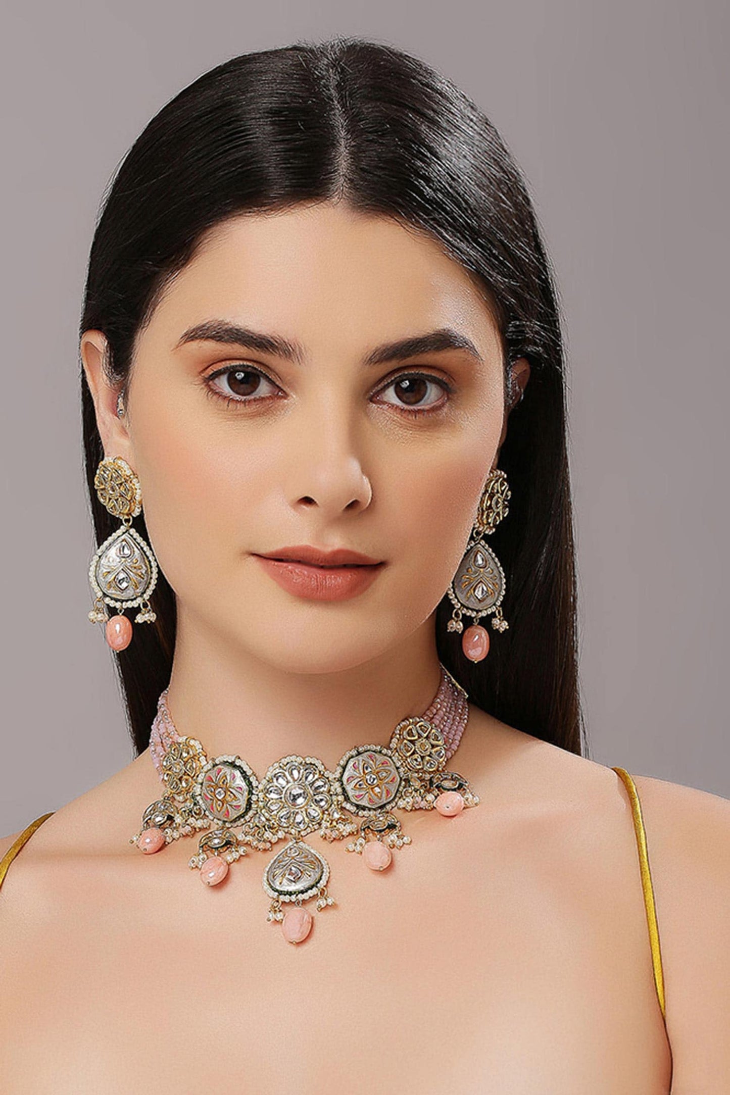 Stone Embellished Choker & Earring Set 