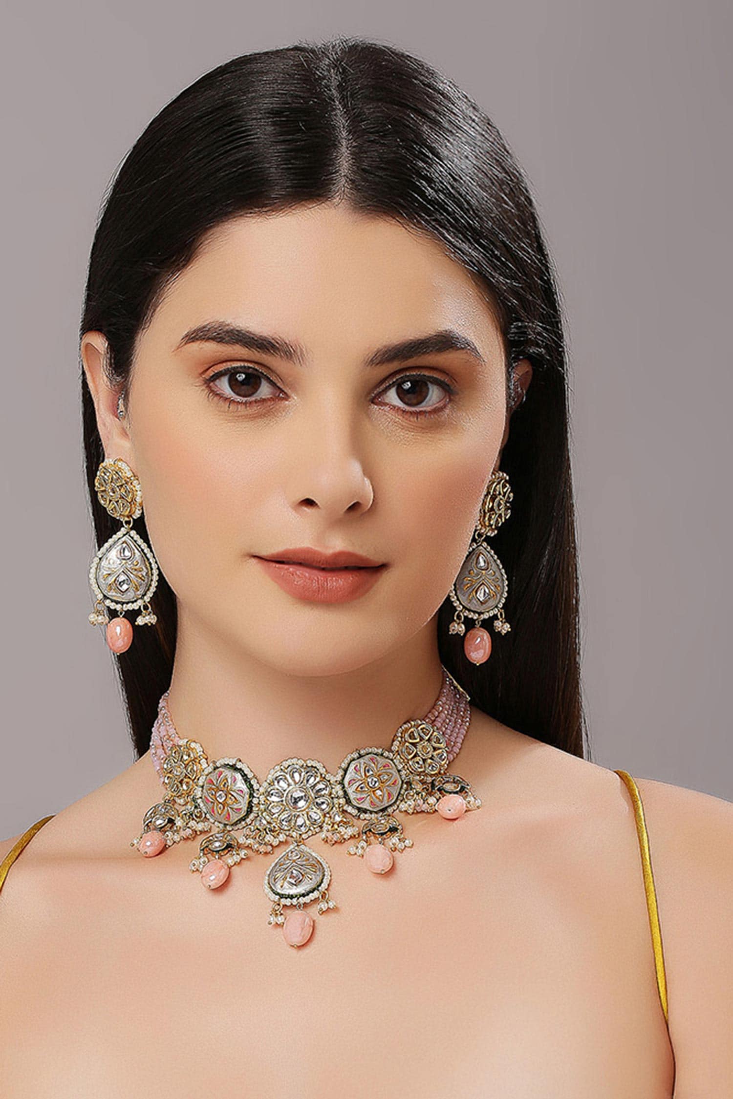 Stone Embellished Choker & Earring Set 