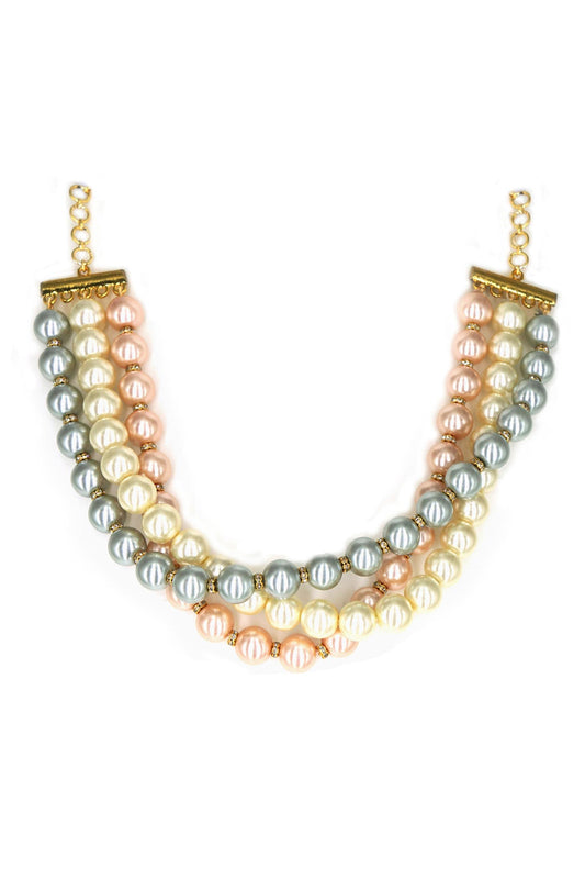 Multi Color Pearl Embellished Choker 