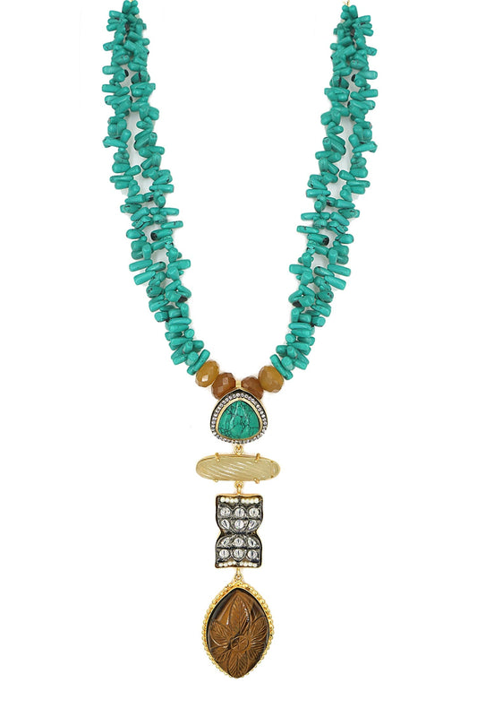 Multi Color Kundan Stone Pendant Necklace 