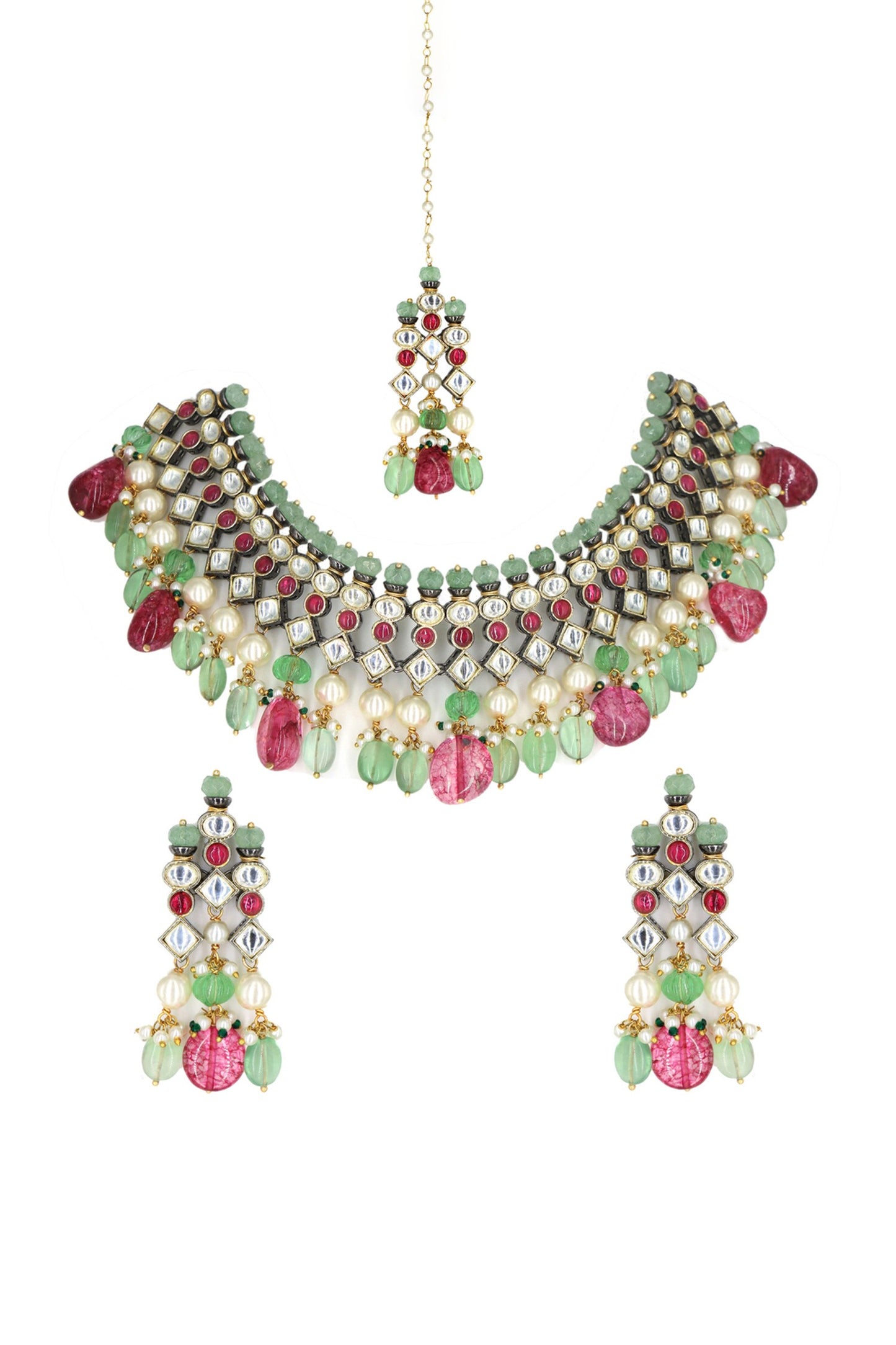 Multi Color Kundan Bead Choker Set 