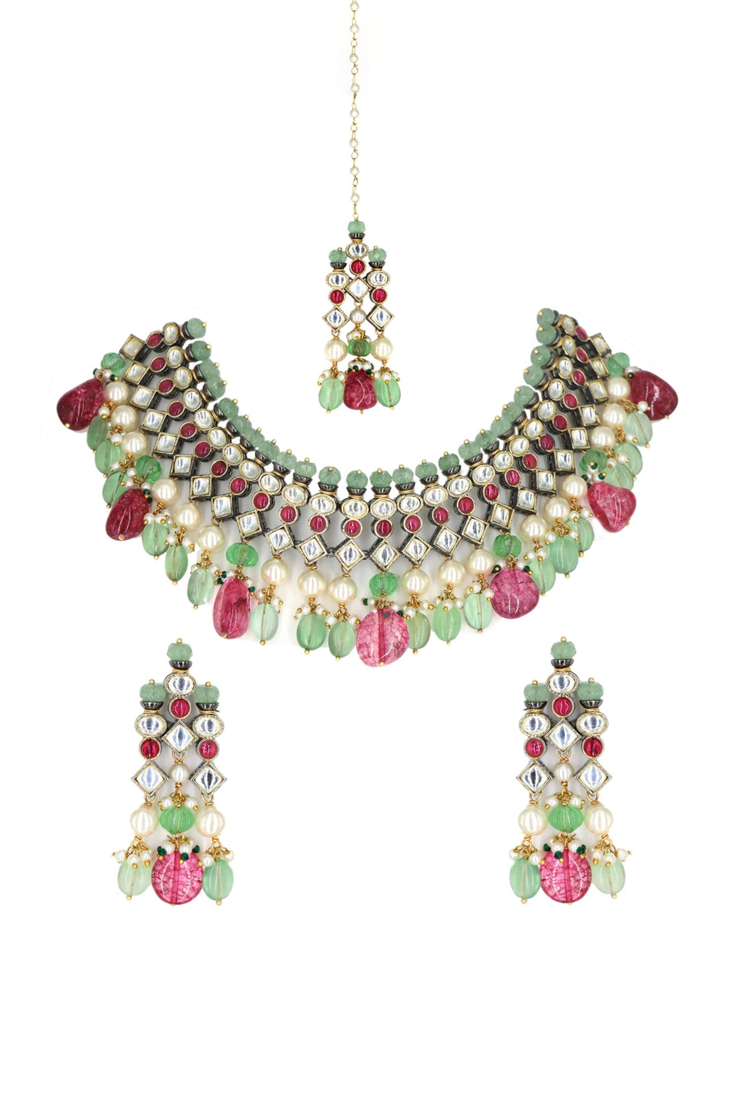 Multi Color Kundan Bead Choker Set 