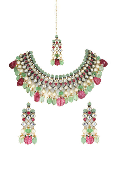 Multi Color Kundan Bead Choker Set 