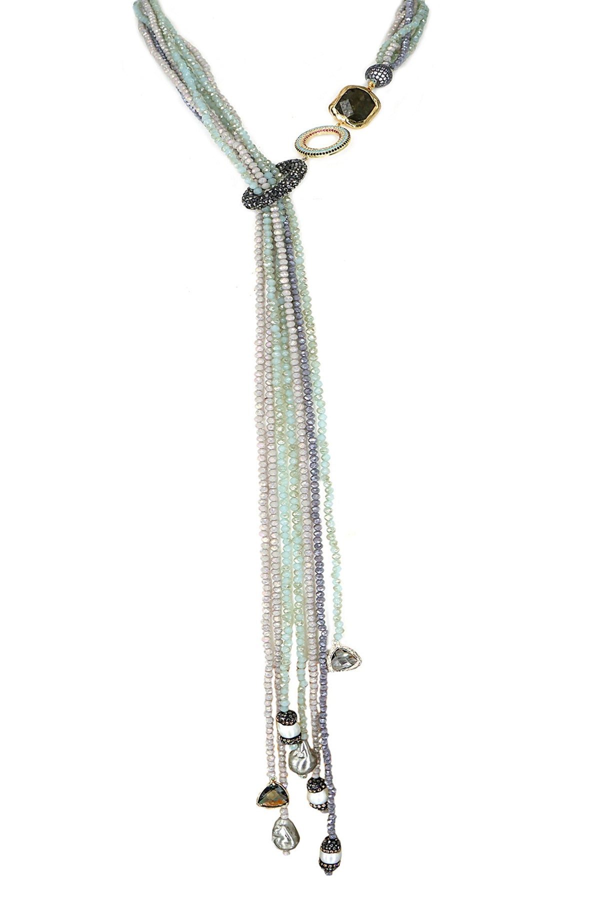Multi Color Crystal Bead Long Necklace 