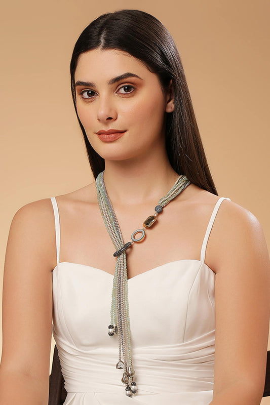 Multi Color Crystal Bead Long Necklace 