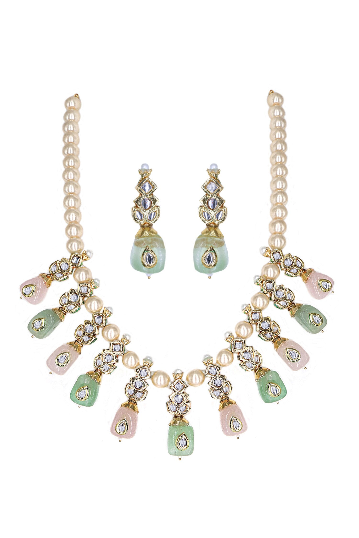 Multi Color Kundan Stone Necklace Set 