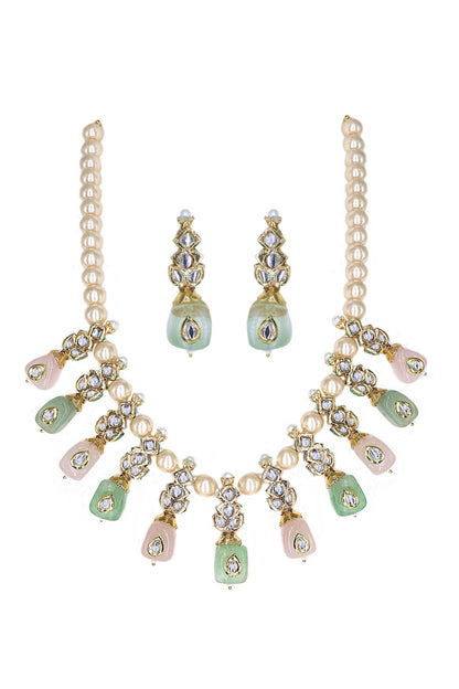 Multi Color Kundan Stone Necklace Set 