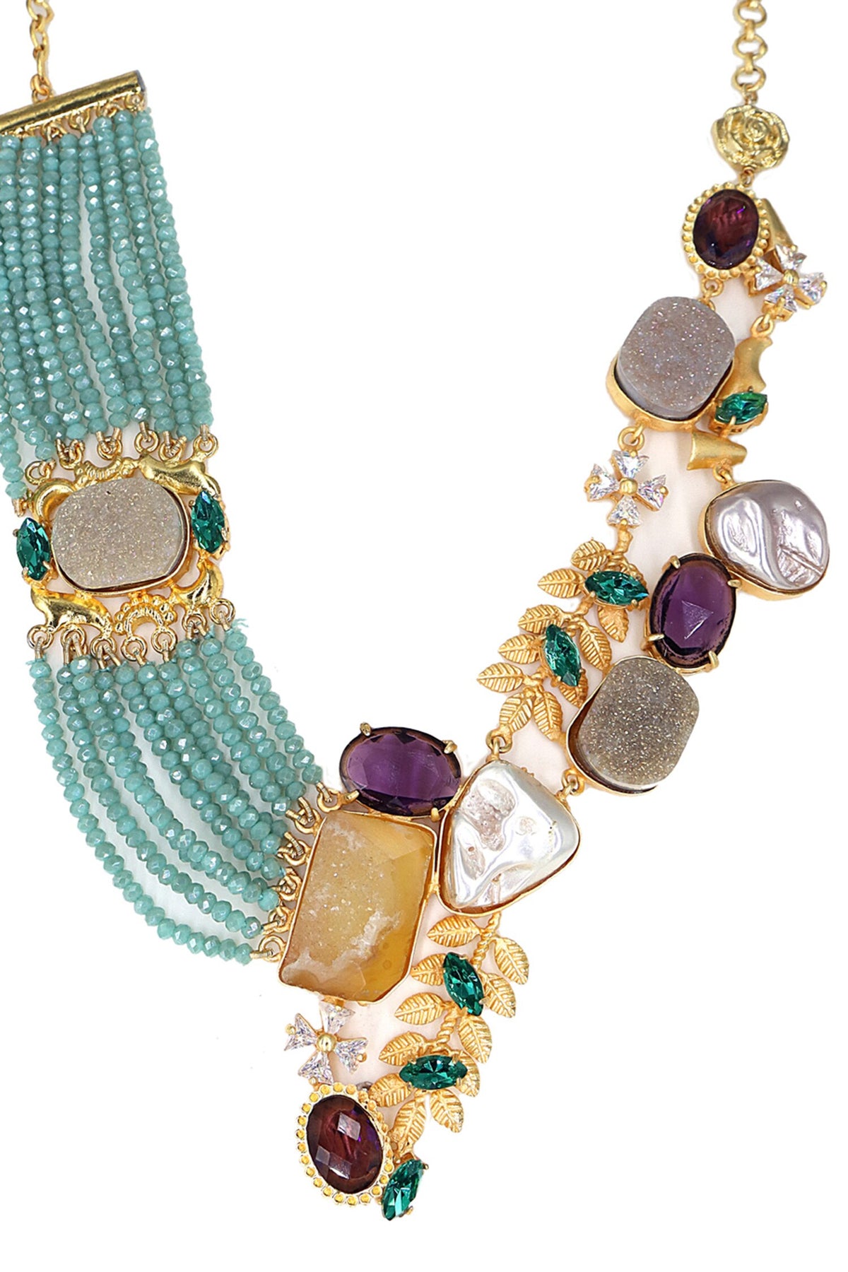 Multi Color Stone & Bead Necklace 