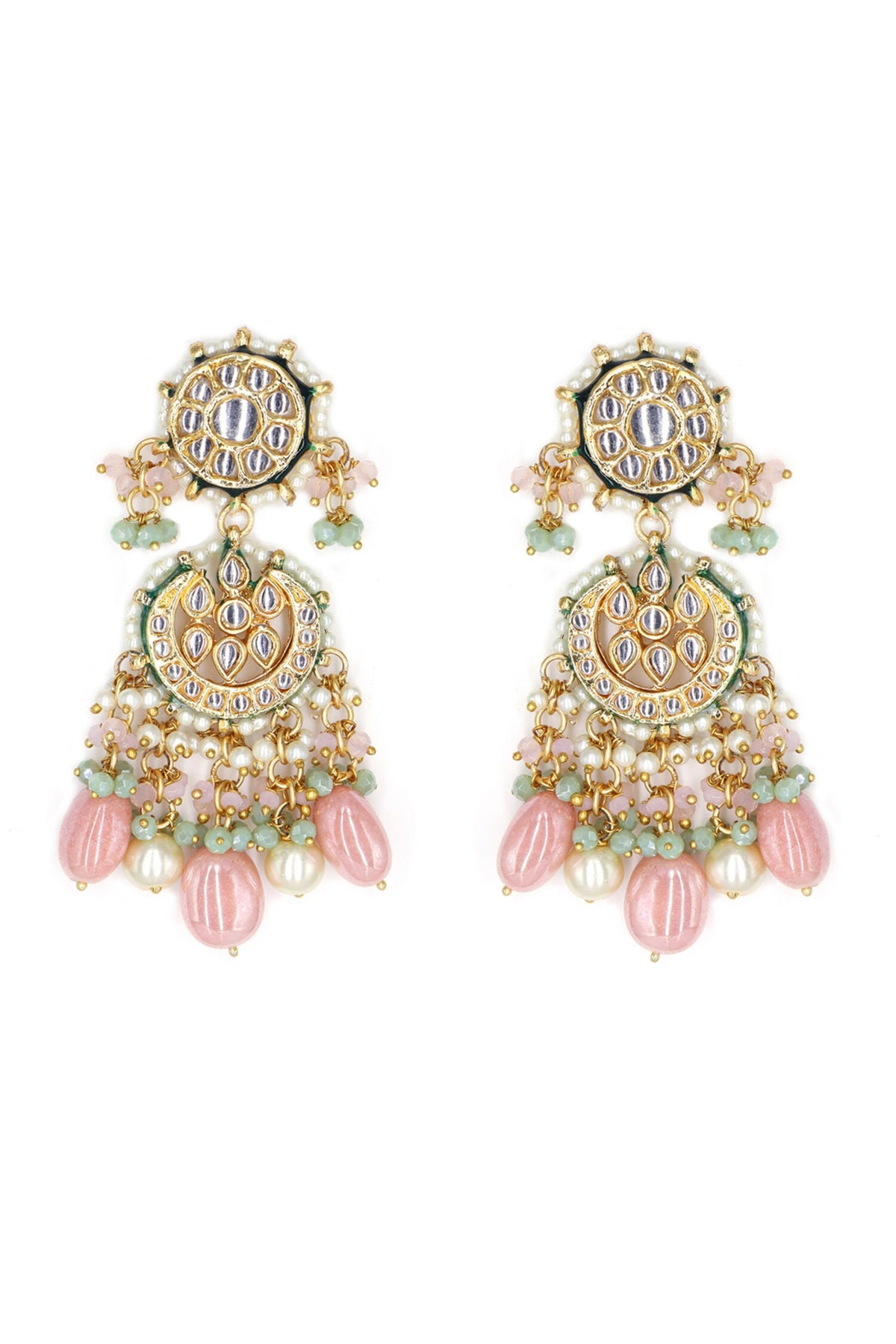 Kundan Embellished Pink Earrings 