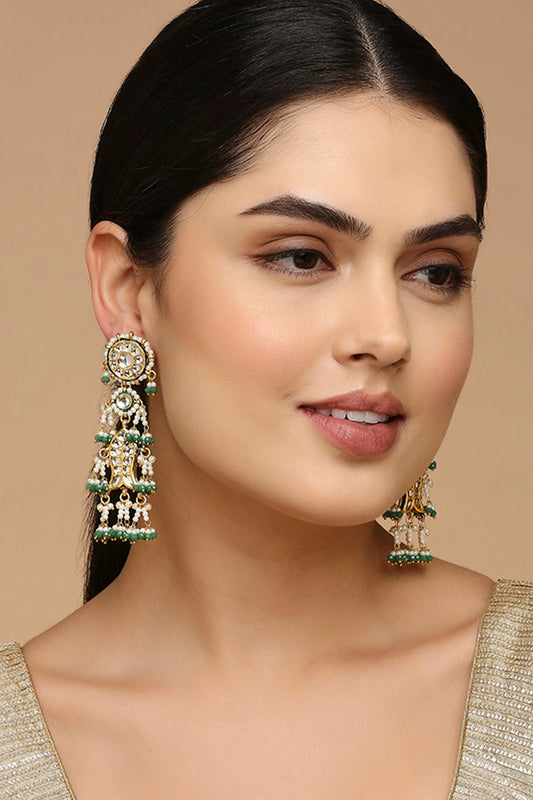 Kundan & Pearl Embellished Fish Motif Earrings 