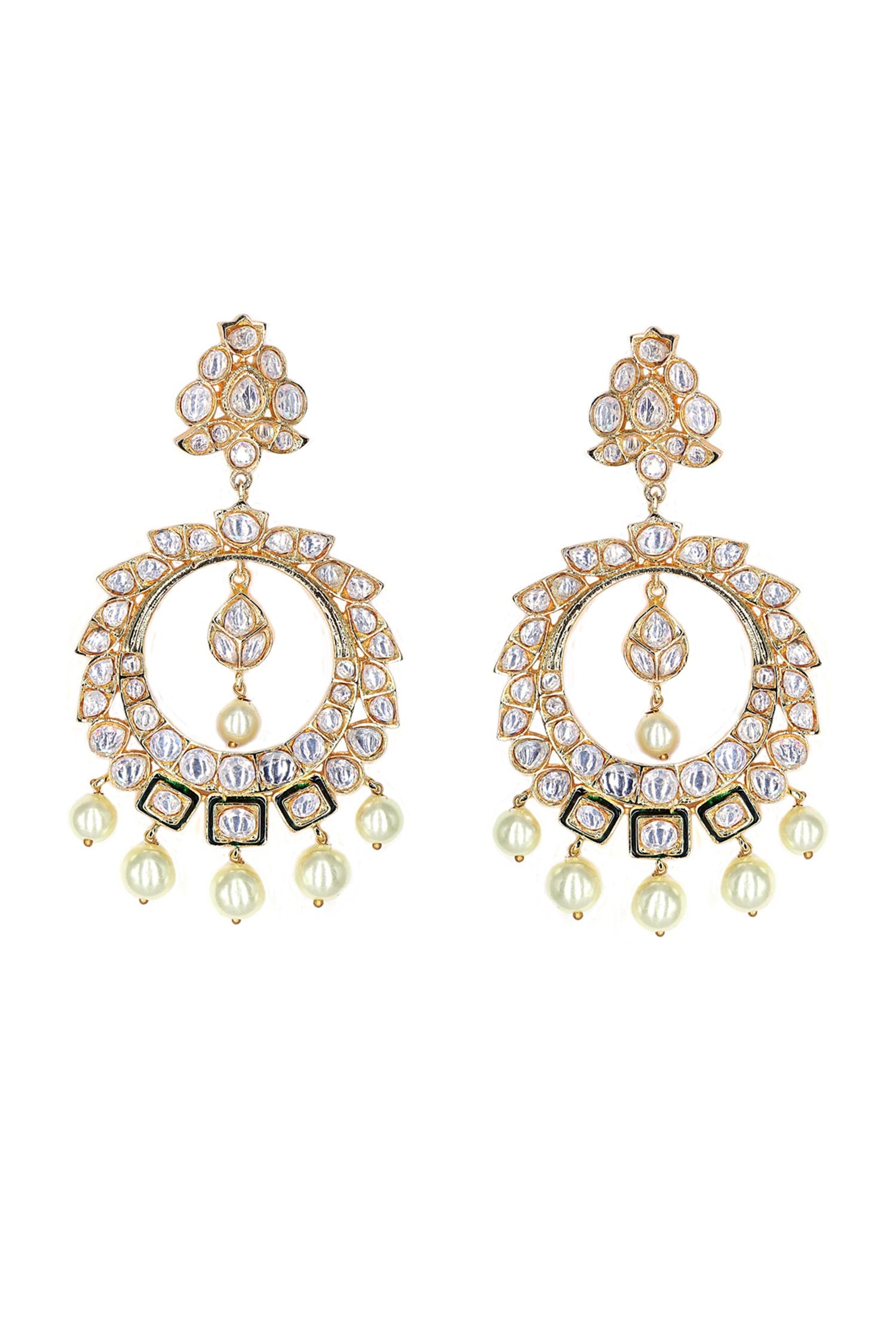 Kundan Embellished Chand Earrings 