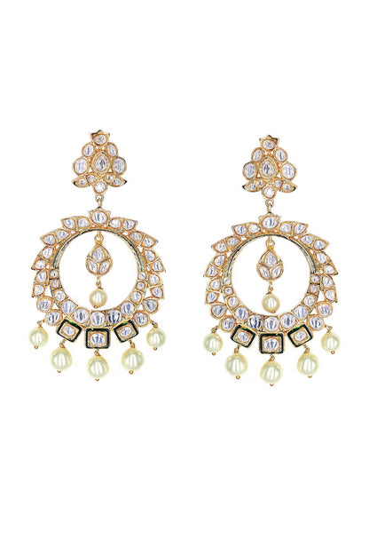 Kundan Embellished Chand Earrings 