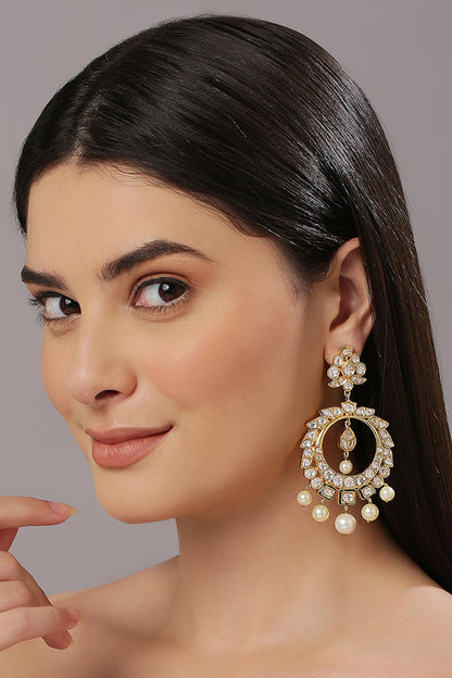 Kundan Embellished Chand Earrings 