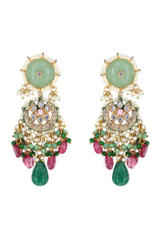 Kundan & Mint Green Stone Earrings 