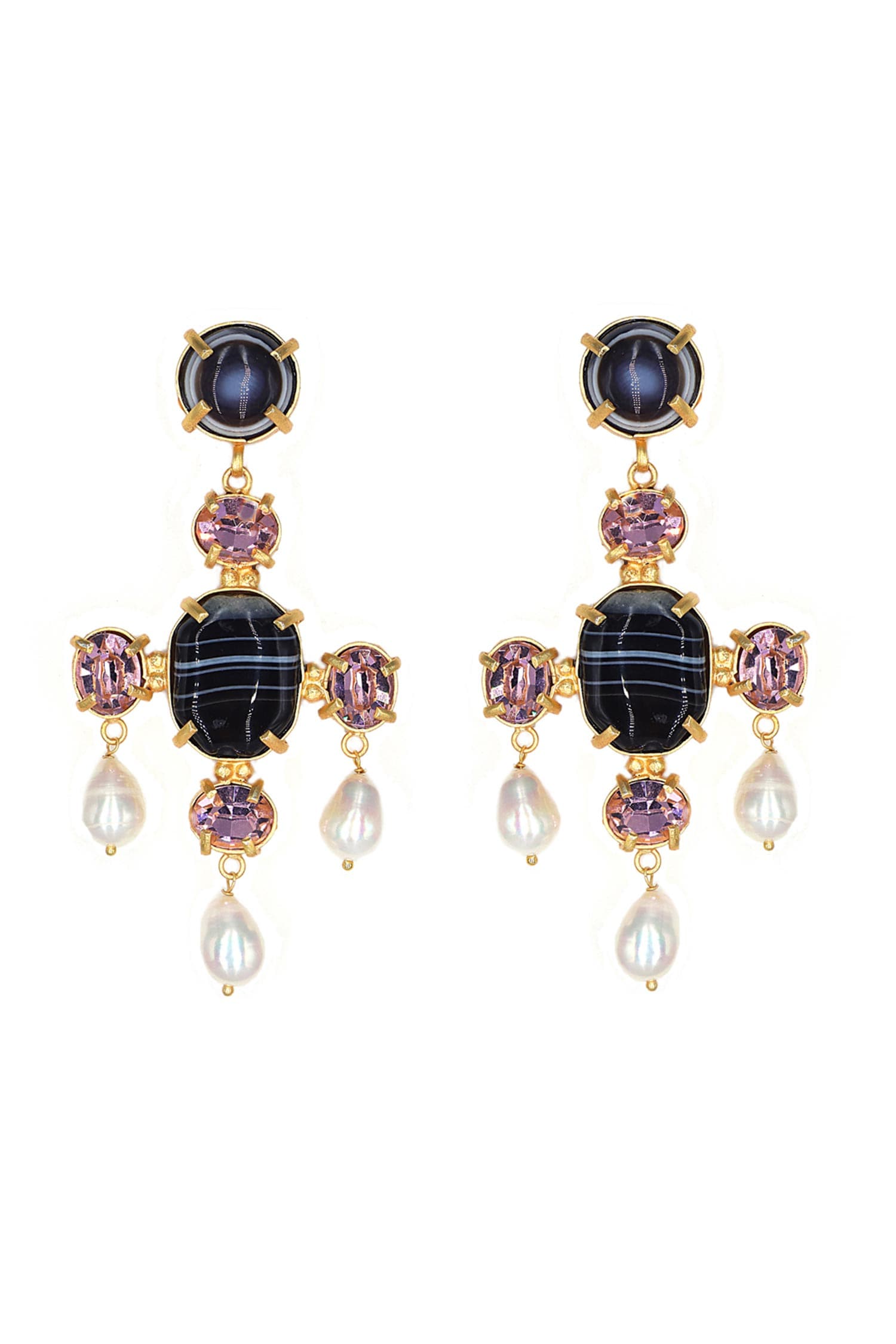 Purple Amethyst Stone Dangling Earrings 