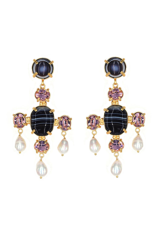 Purple Amethyst Stone Dangling Earrings 
