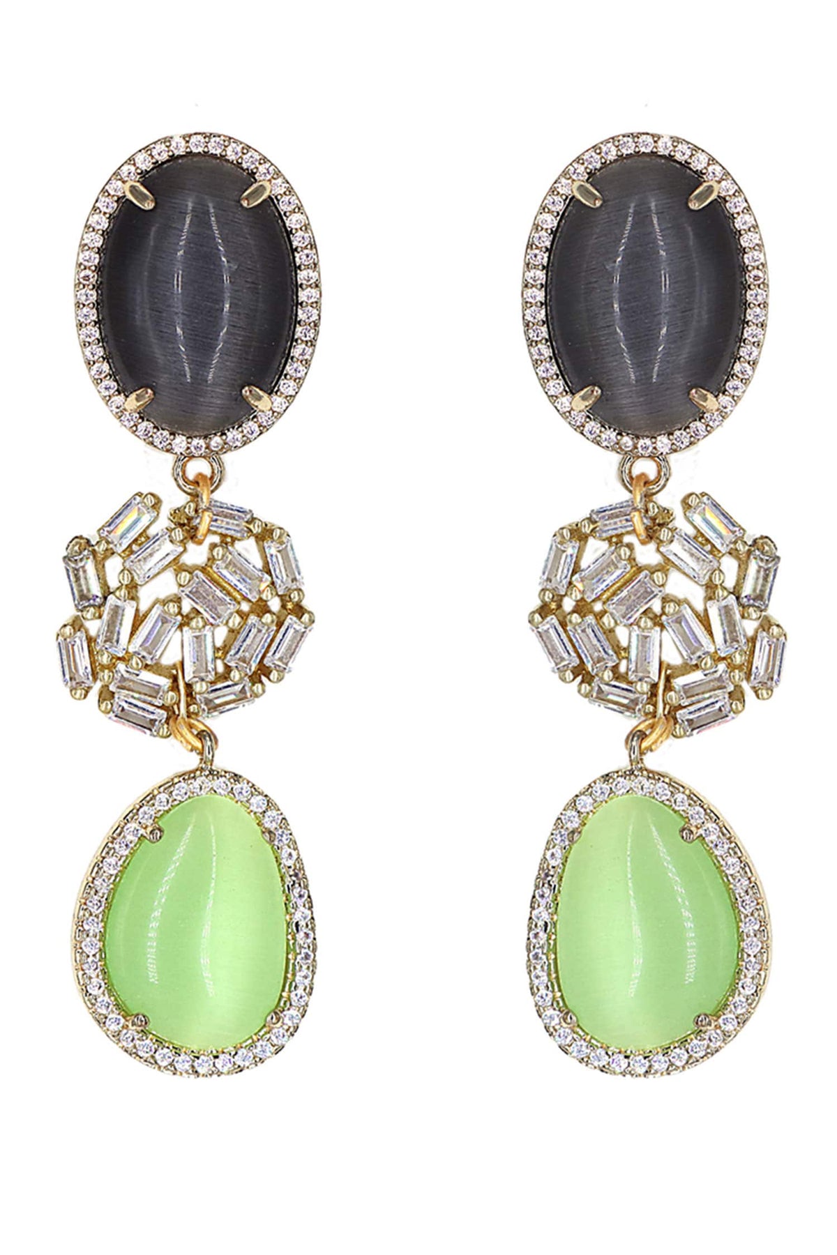 Gold Finish Stone Embellished Earrings 