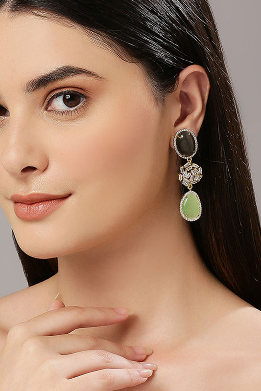 Gold Finish Stone Embellished Earrings 
