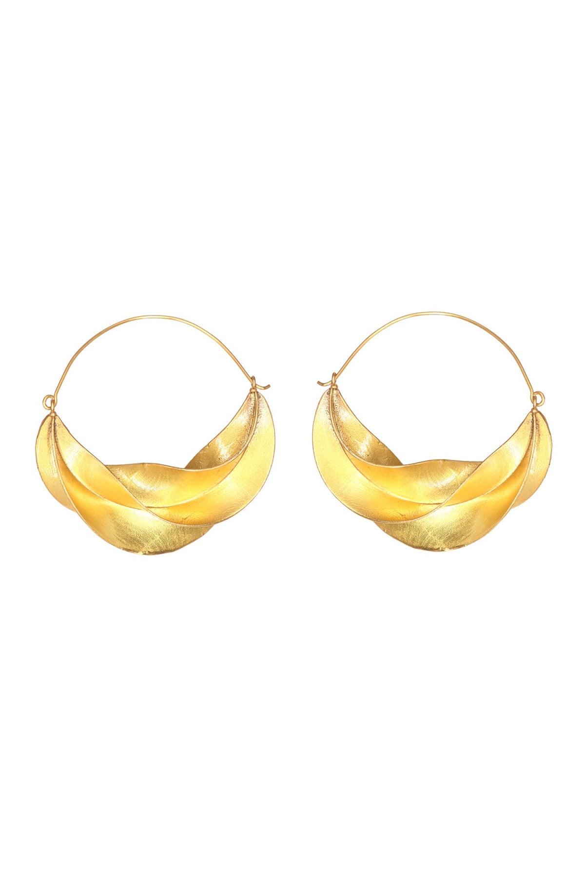 Iris Wave Pattern Gold Hoops 