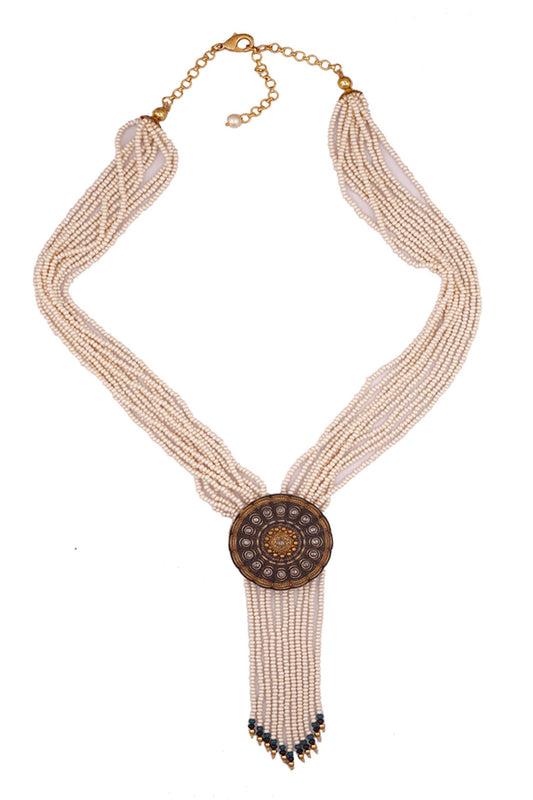 Crystal Beaded Pendant Necklace 
