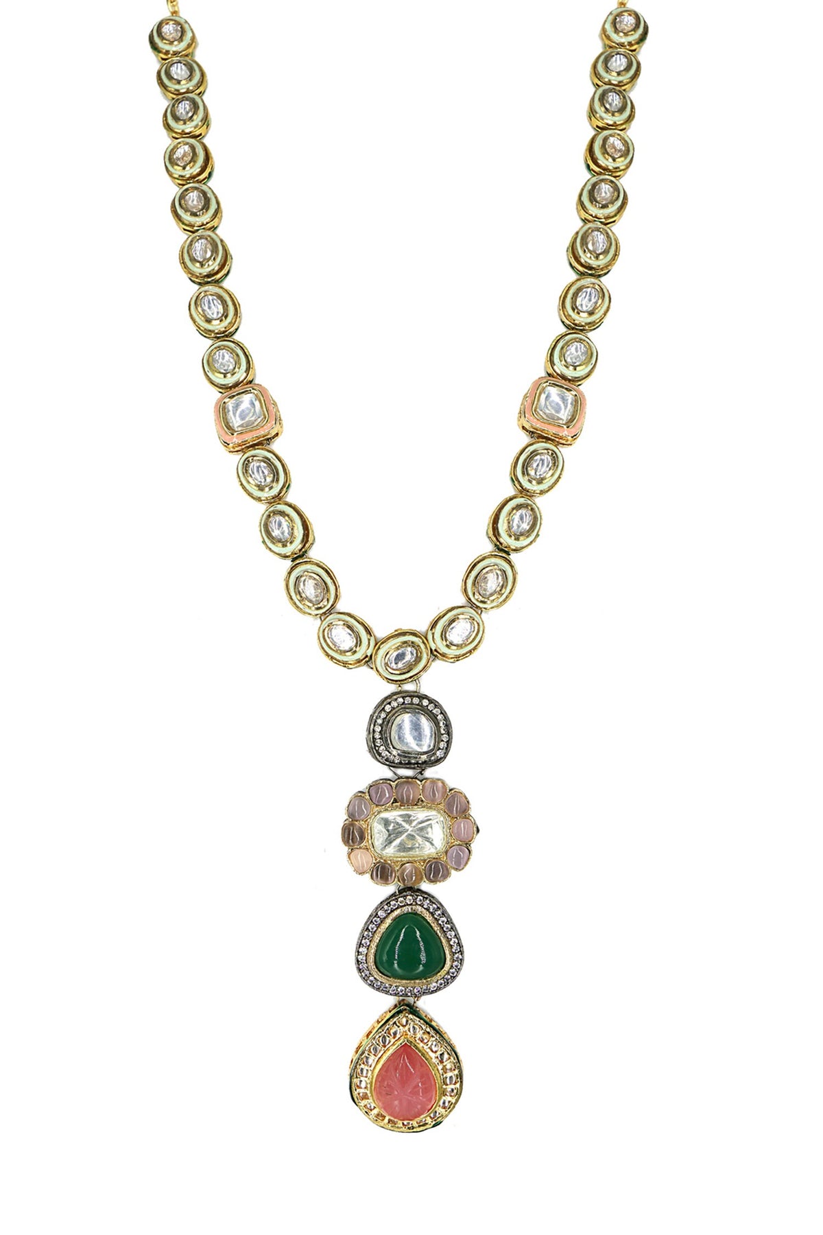Kundan Multi Stone Pendant Necklace 
