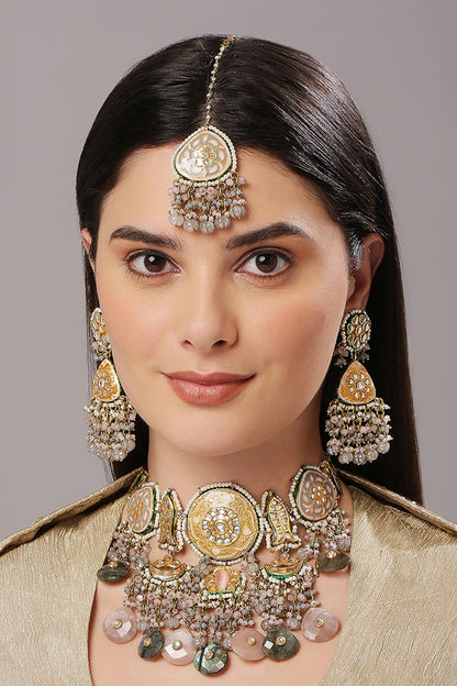 Kundan Embellished Necklace Set 