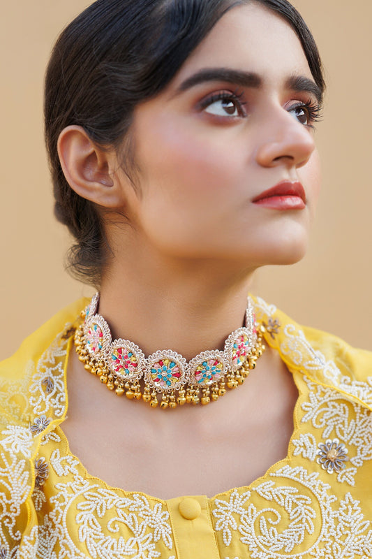 Multi Color Bloom Choker Necklace 