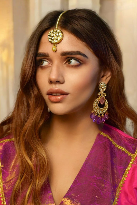 Purple Polki Chandbalis 