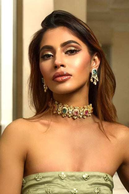 Multi Color Moissanite Choker Set 