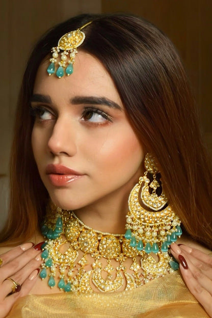 Hanging Jade Stone Necklace Set 