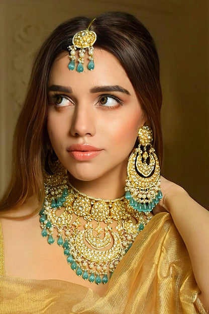Hanging Jade Stone Necklace Set 