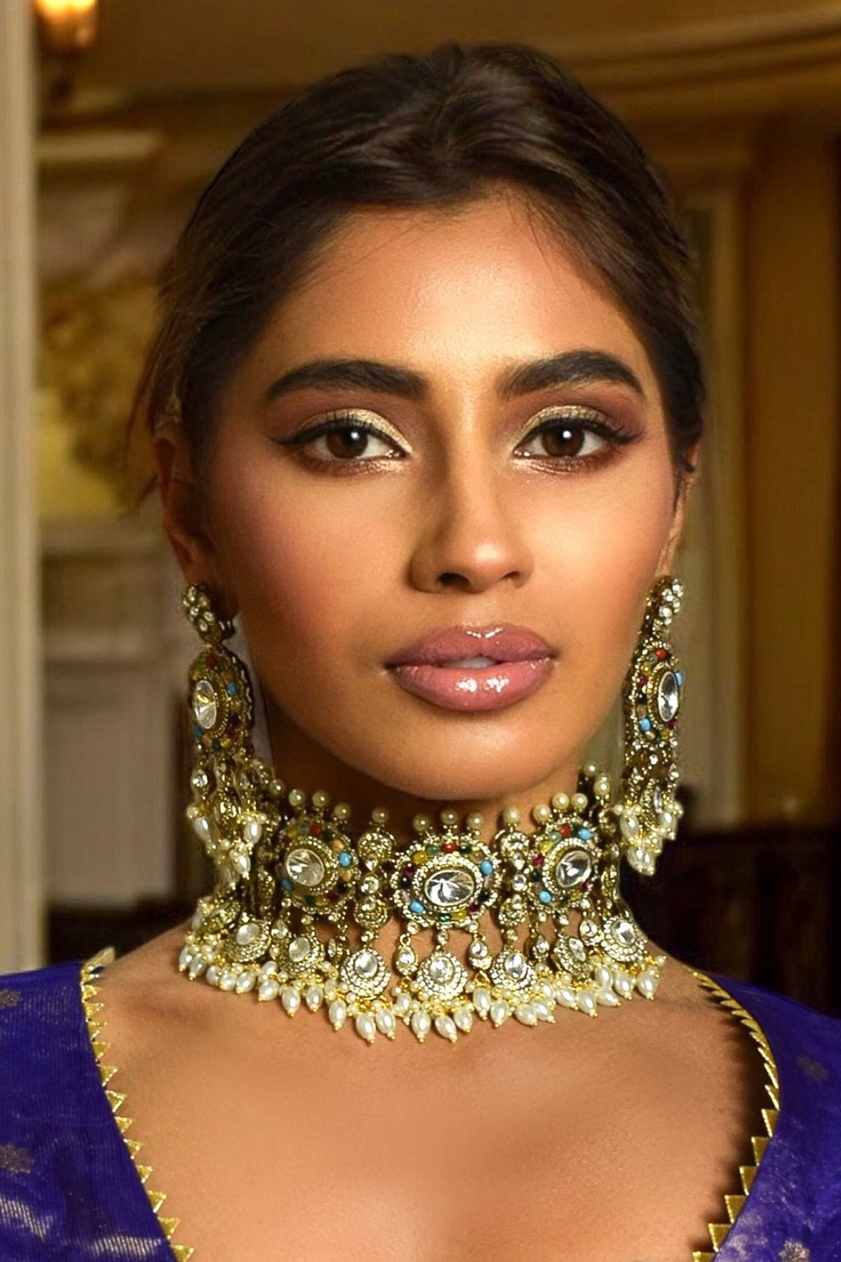 Navratna Sitara Choker Necklace Set 