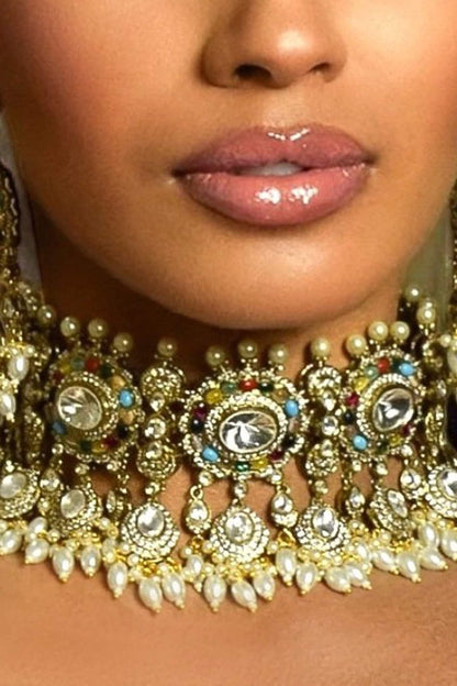 Navratna Sitara Choker Necklace Set 