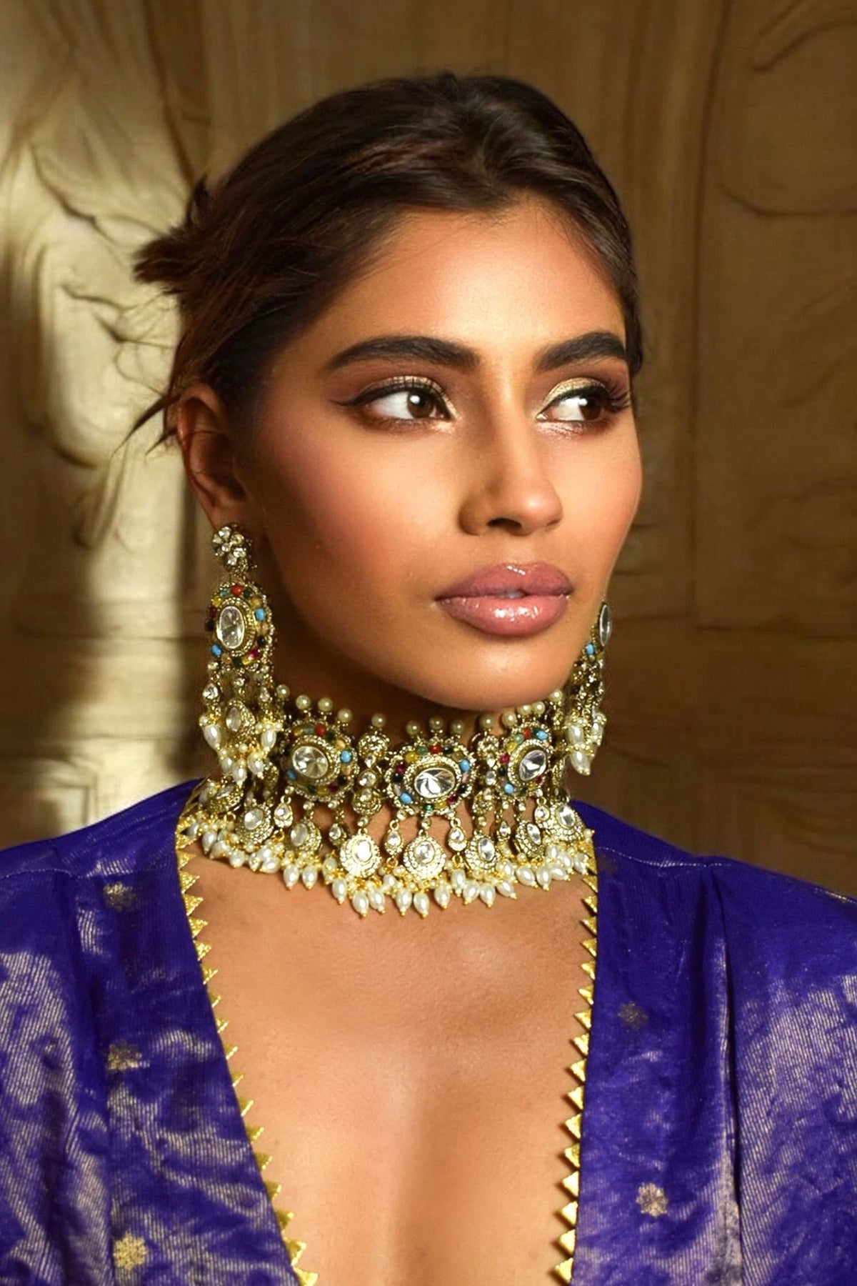 Navratna Sitara Choker Necklace Set 