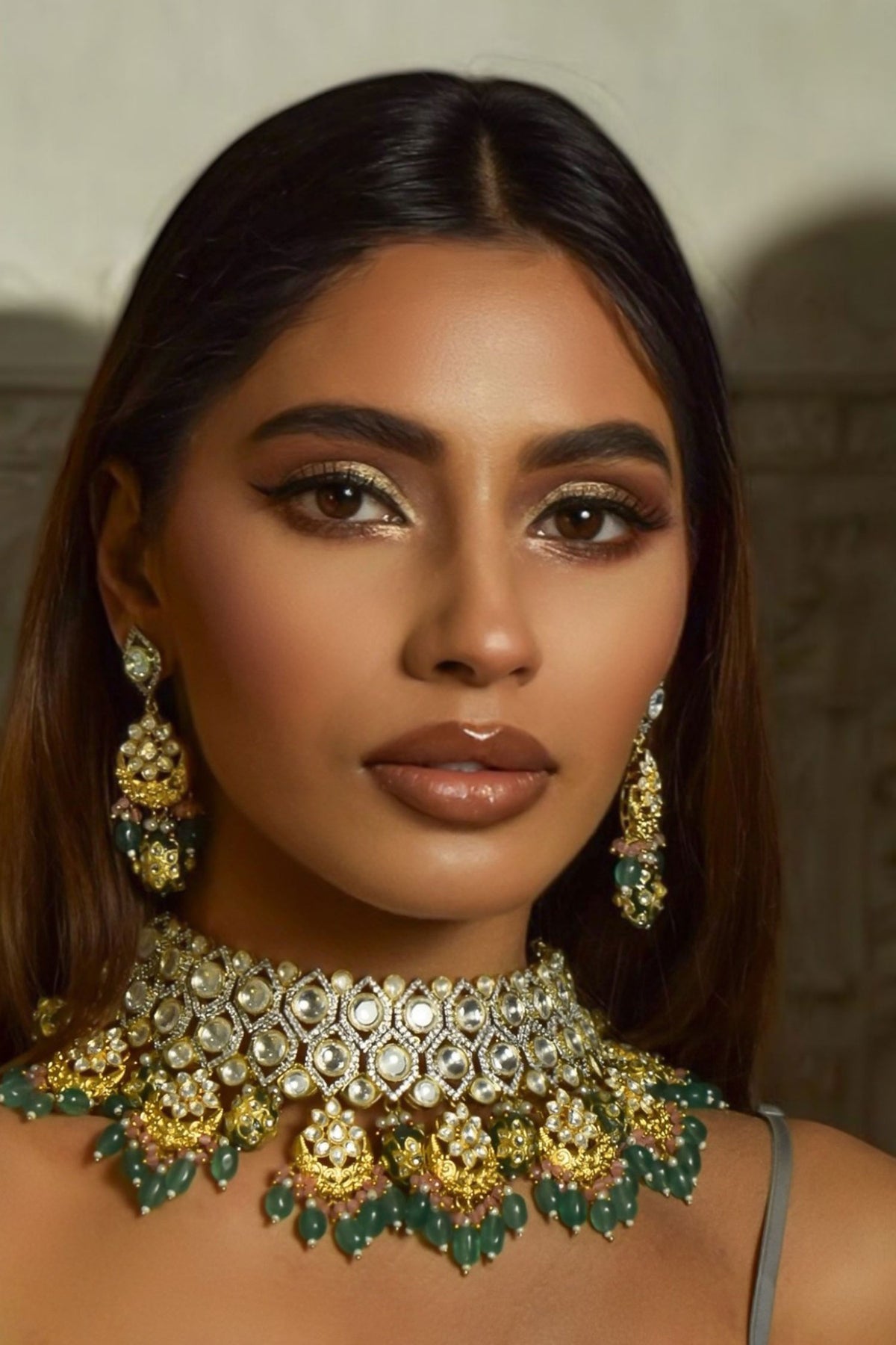 Gilded Garden Necklace & Chandbali Earring Set 