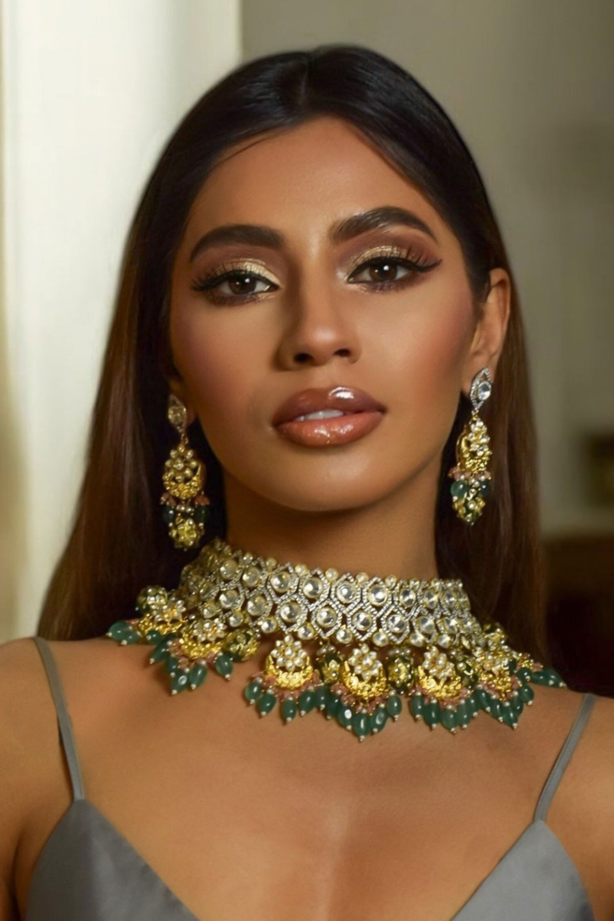 Gilded Garden Necklace & Chandbali Earring Set 