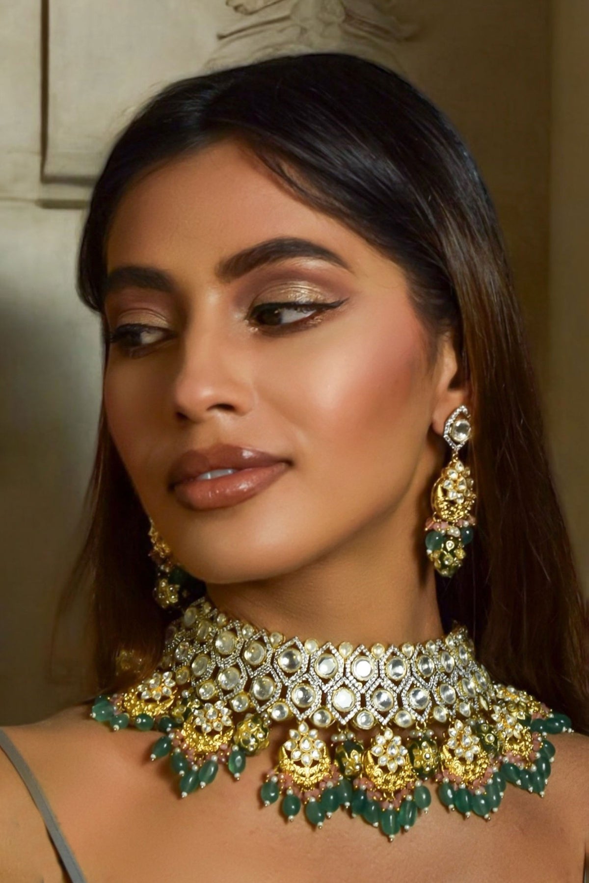 Gilded Garden Necklace & Chandbali Earring Set 