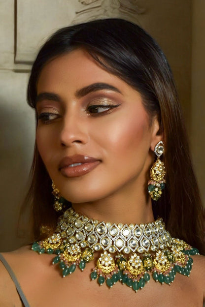 Gilded Garden Necklace & Chandbali Earring Set 