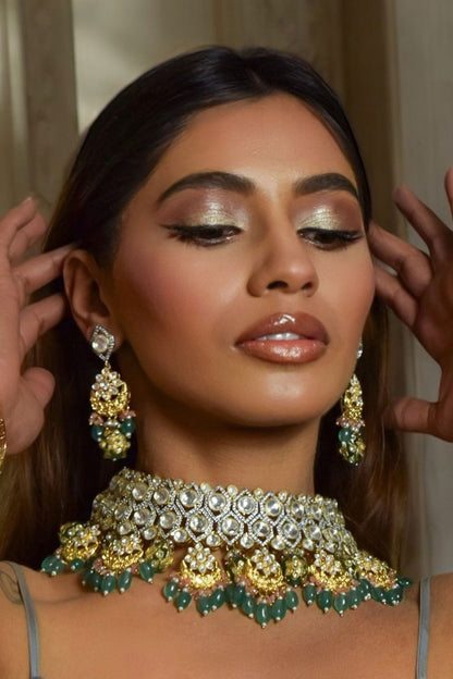 Gilded Garden Necklace & Chandbali Earring Set 