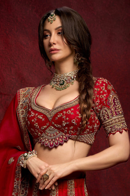 Emerald & Ruby Polki Bridal Necklace Set 