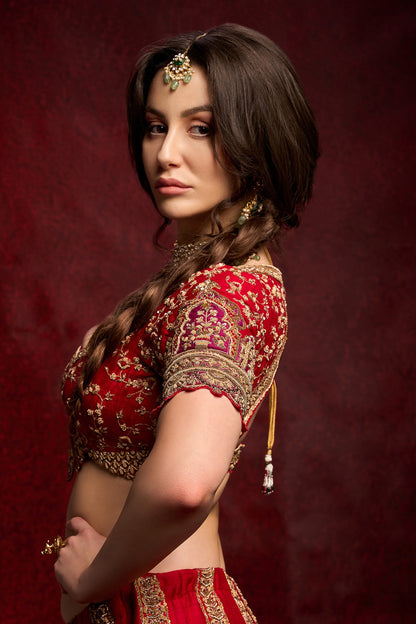 Emerald & Ruby Polki Bridal Necklace Set 
