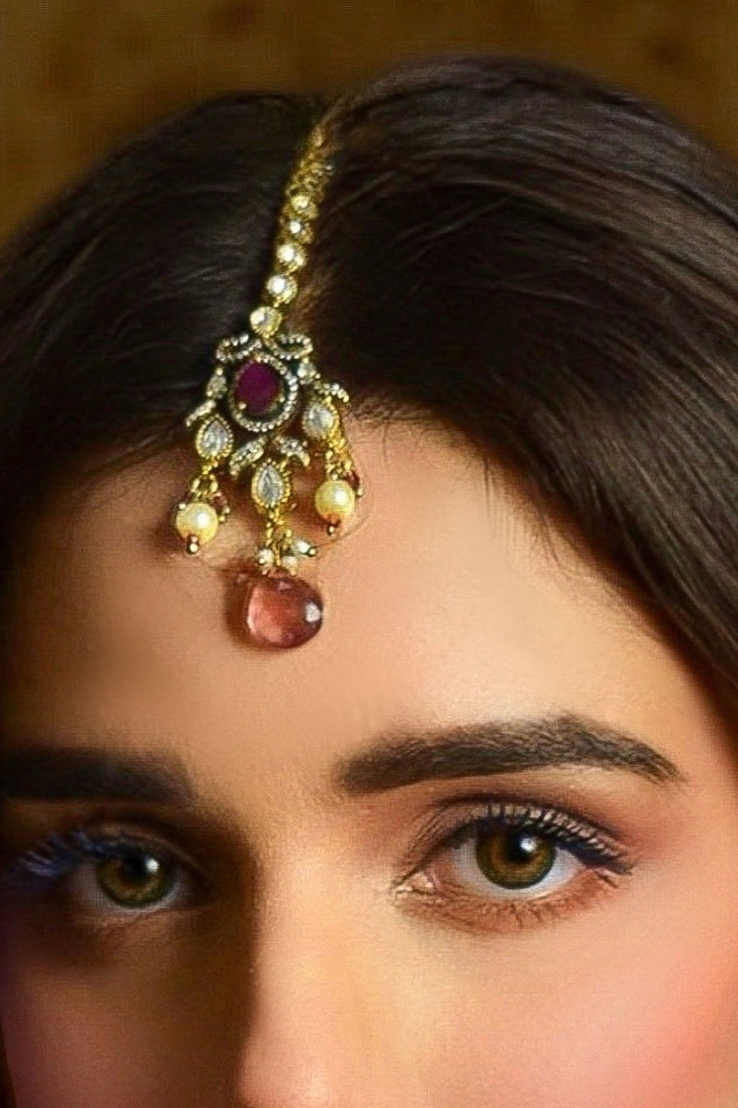 Gold Finish Ruby Doublet Necklace Set 